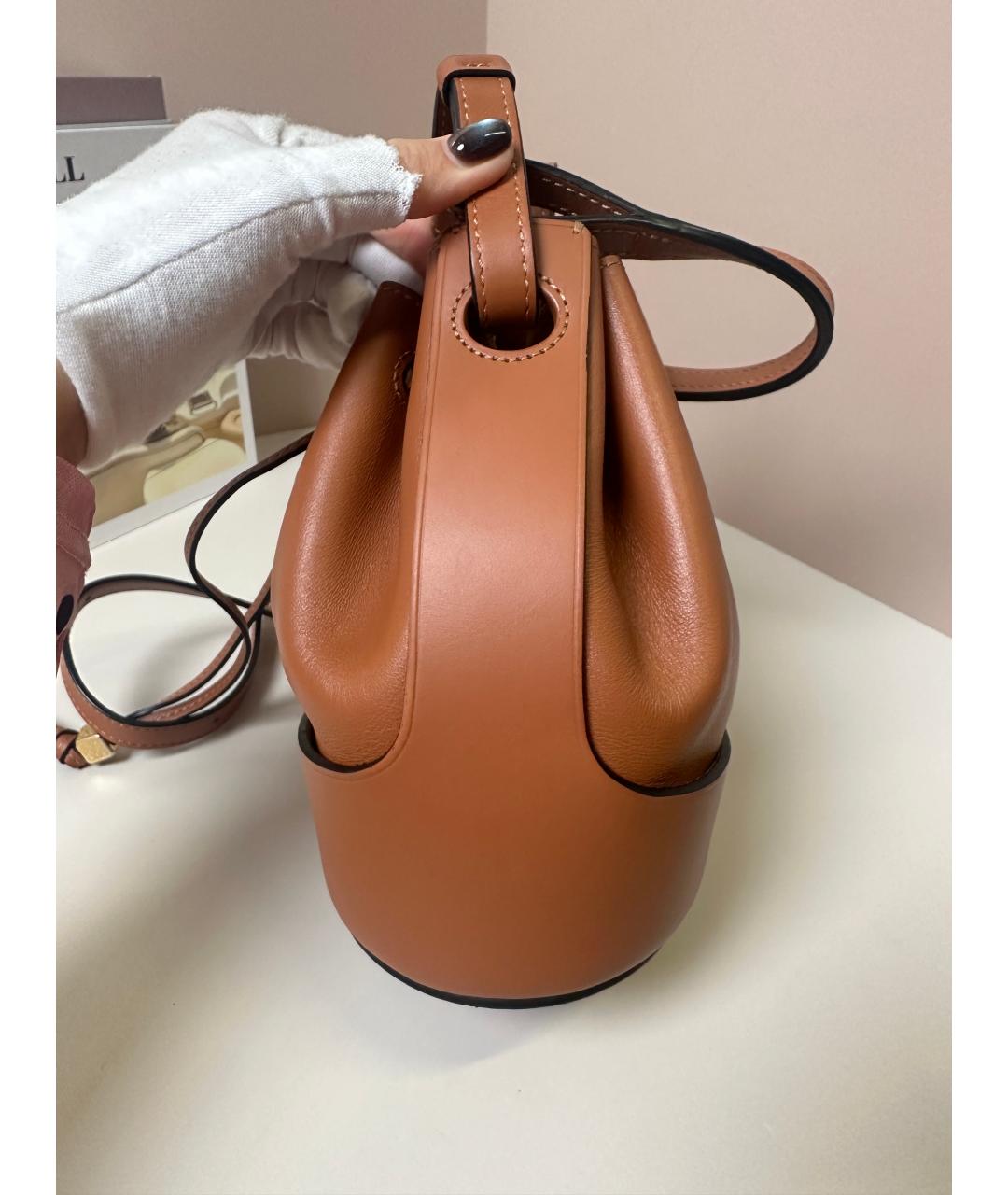 LOEWE Коричневая кожаная сумка с короткими ручками, фото 5