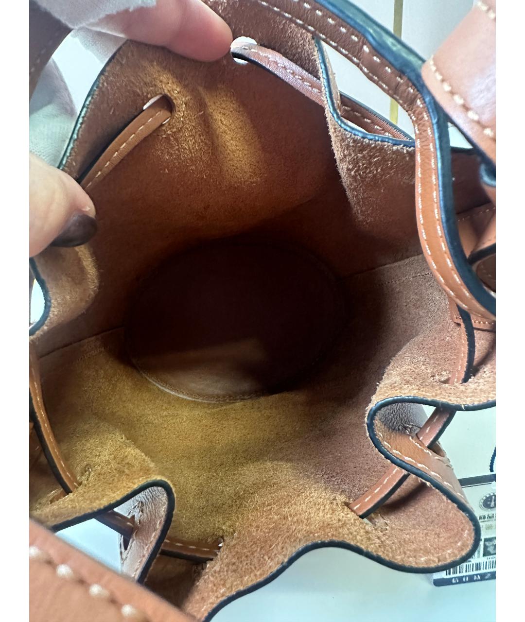 LOEWE Коричневая кожаная сумка с короткими ручками, фото 3