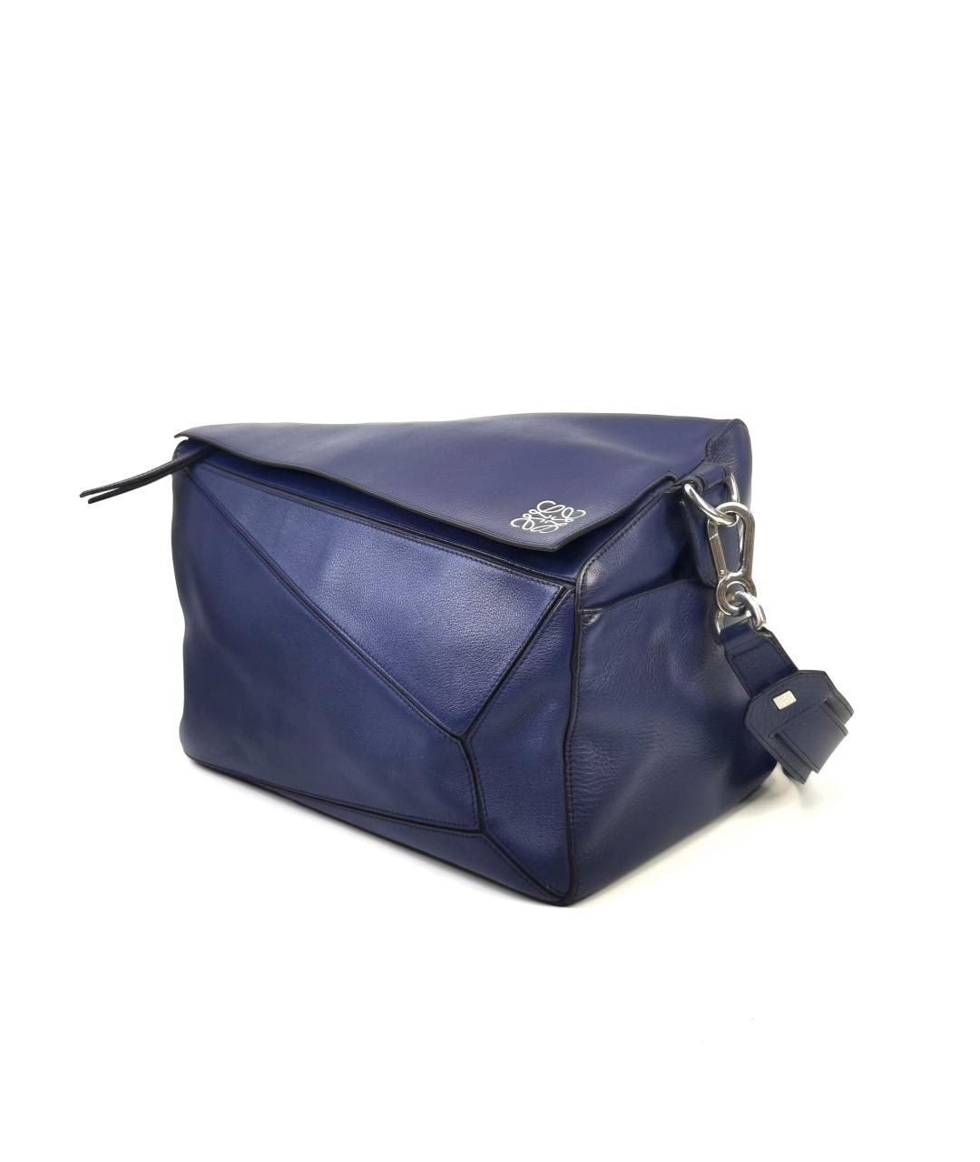 LOEWE Темно-синяя кожаная сумка через плечо, фото 4