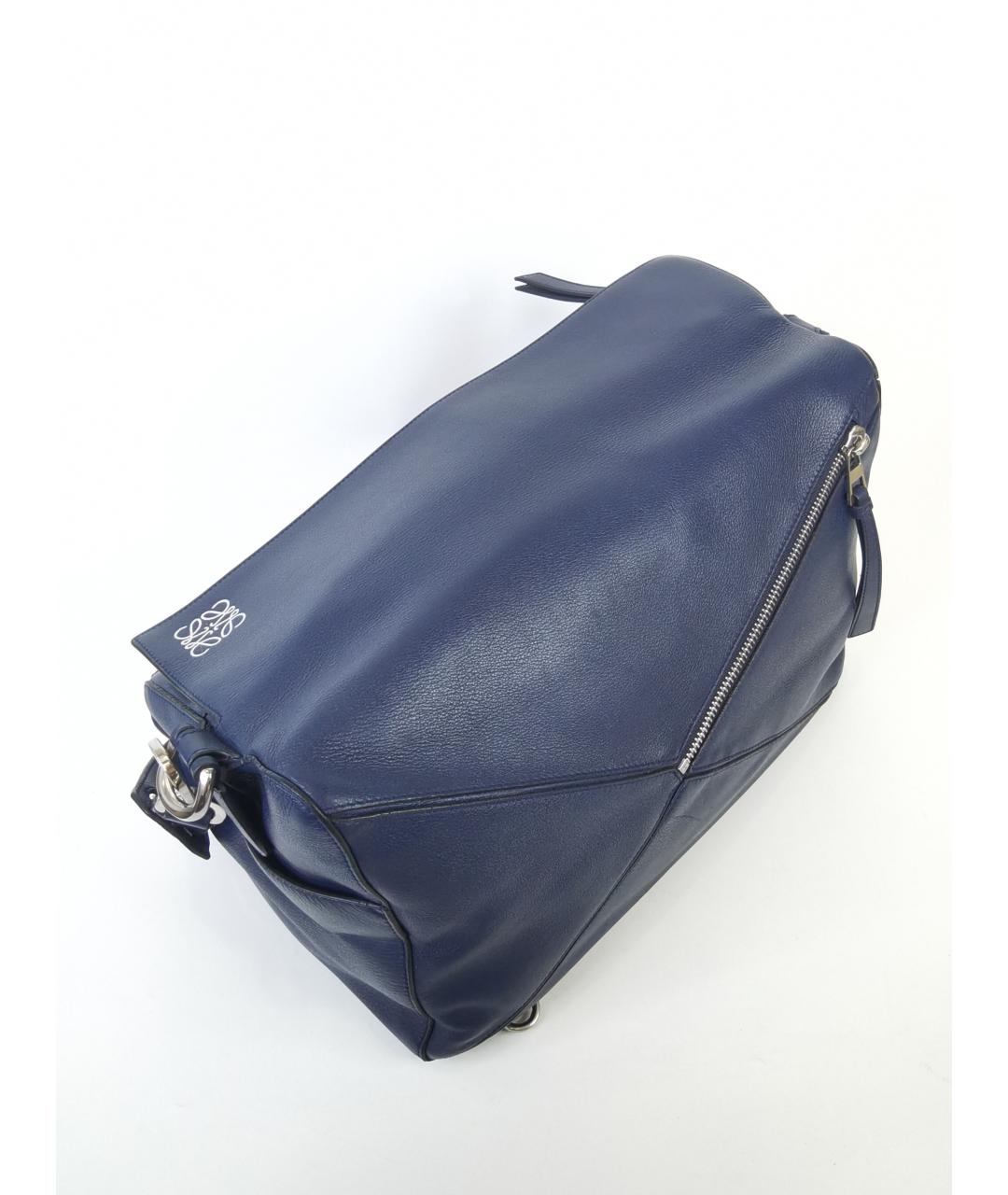 LOEWE Темно-синяя кожаная сумка через плечо, фото 6