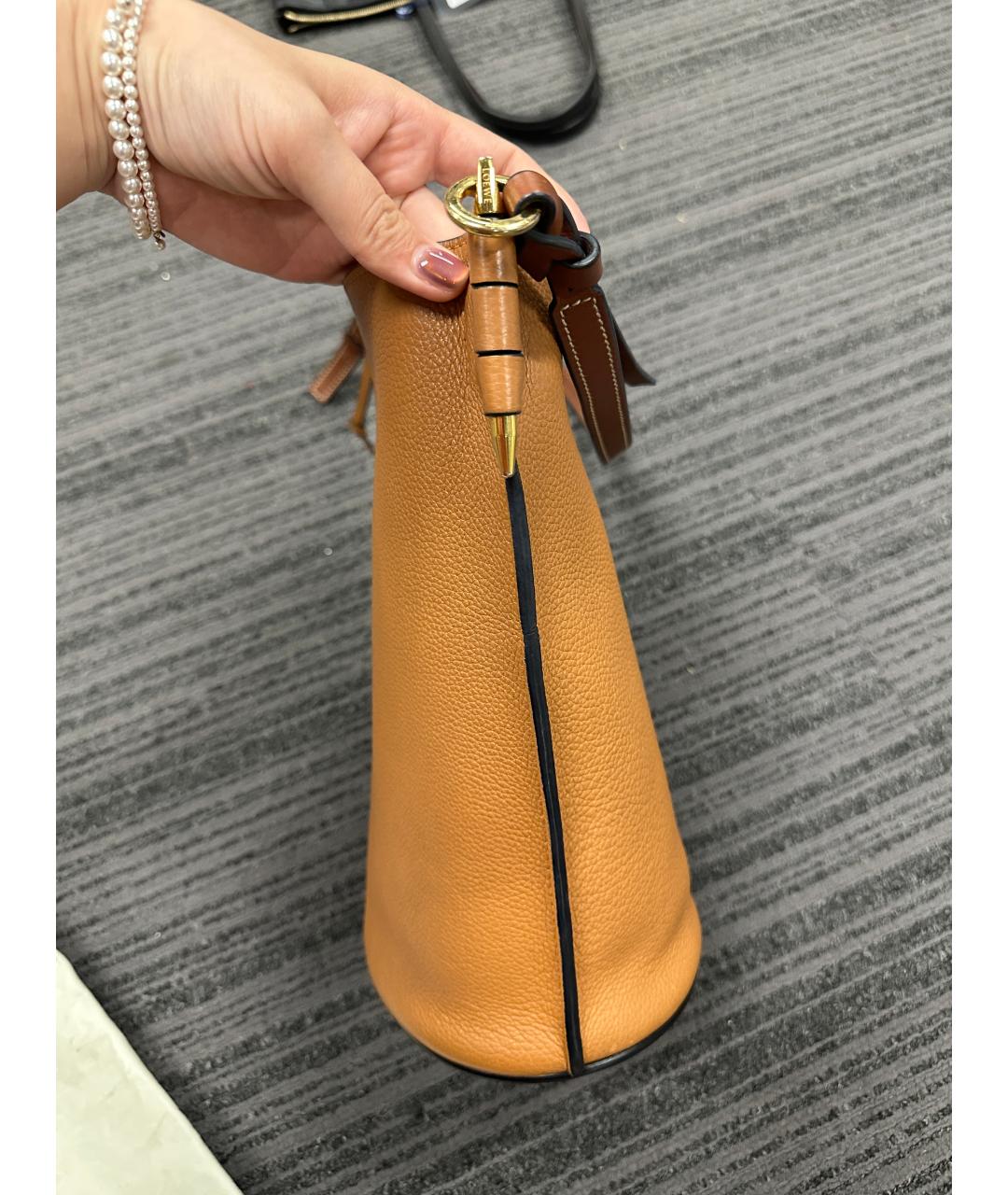 LOEWE Бежевая кожаная сумка через плечо, фото 9