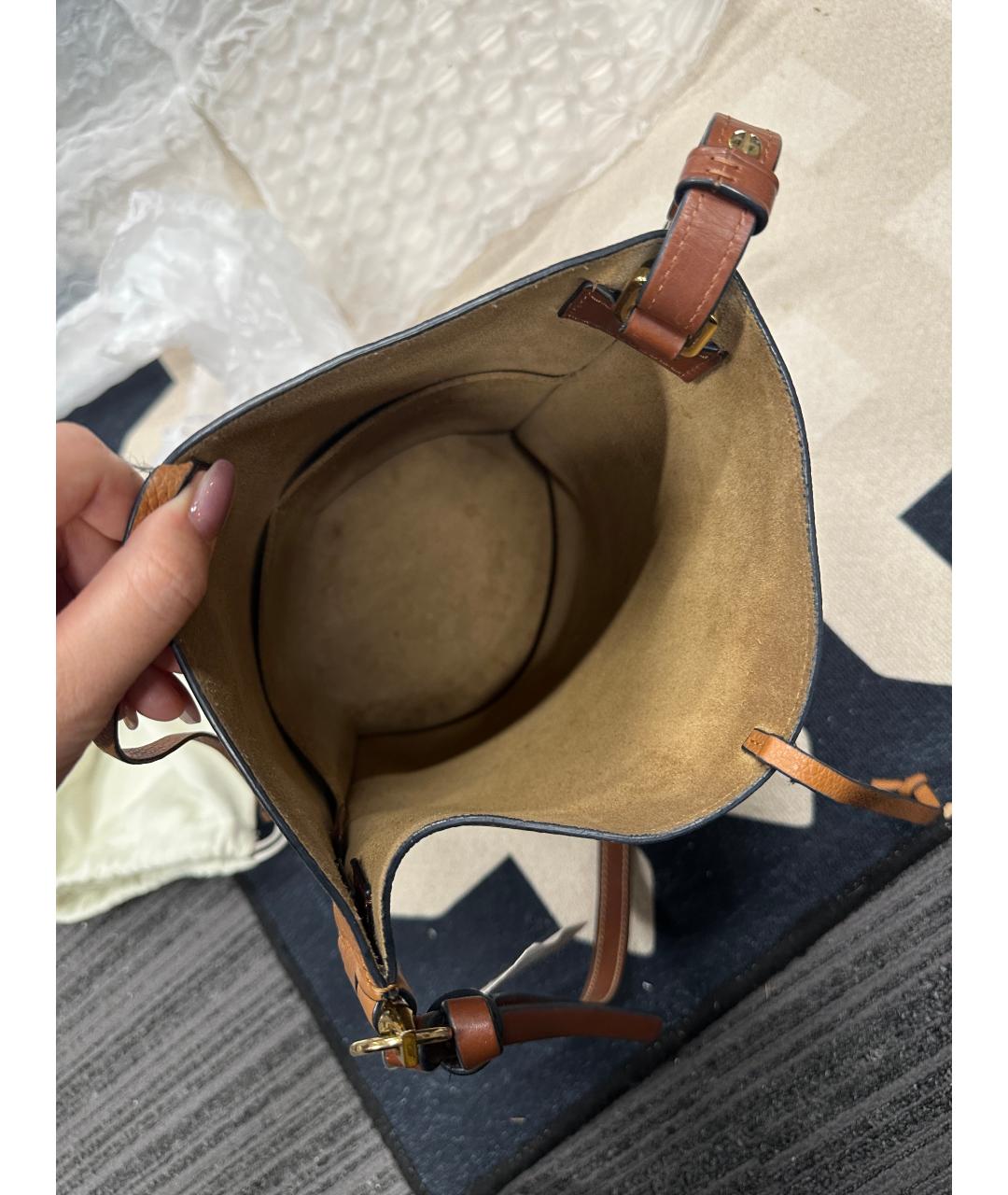 LOEWE Бежевая кожаная сумка через плечо, фото 8