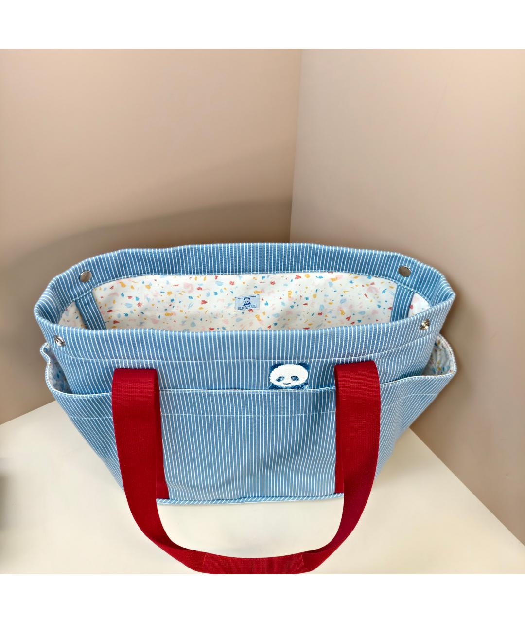 HERMES Голубая тканевая сумка тоут, фото 2