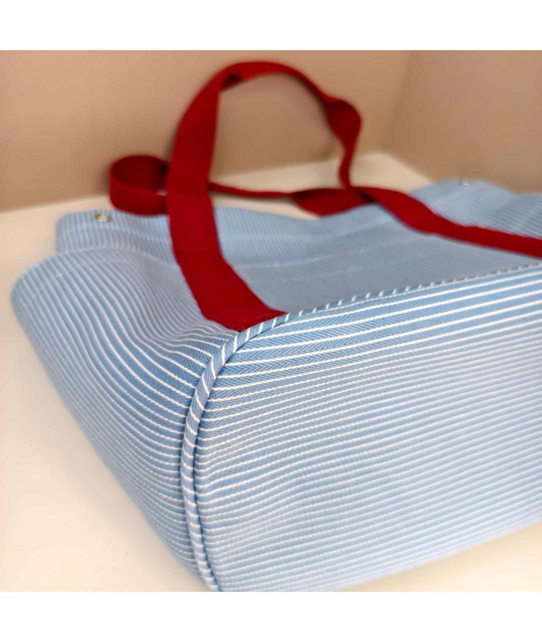 HERMES Голубая тканевая сумка тоут, фото 5