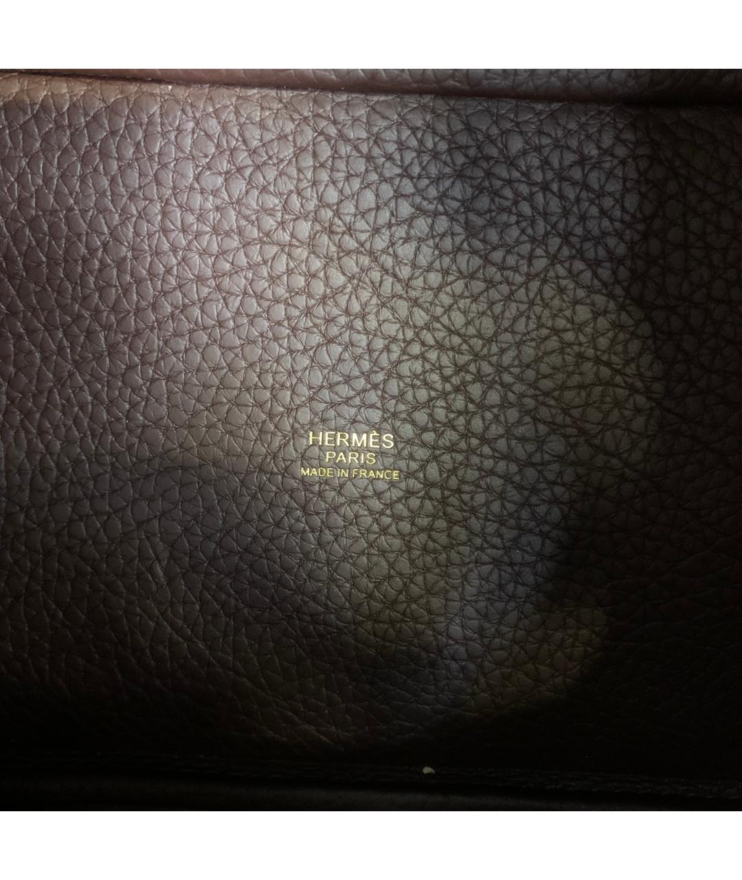 HERMES Бордовая кожаная сумка с короткими ручками, фото 5