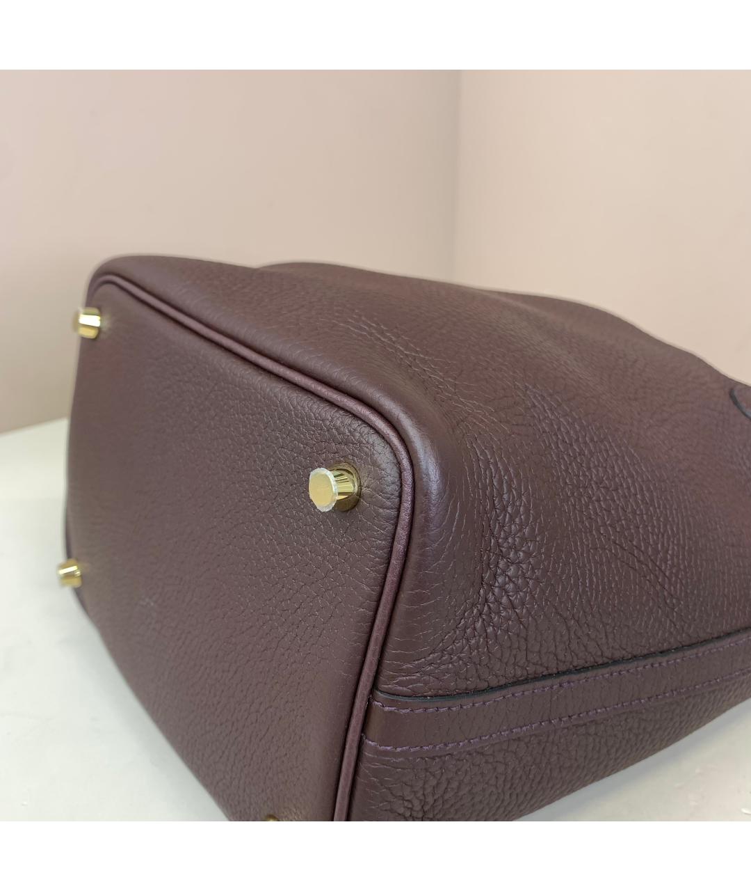 HERMES Бордовая кожаная сумка с короткими ручками, фото 7