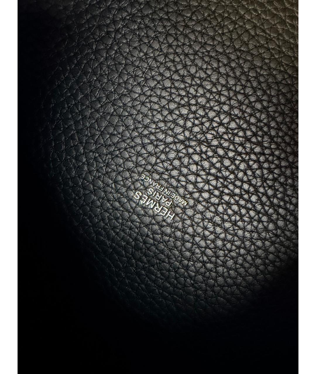 HERMES Черная кожаная сумка с короткими ручками, фото 4