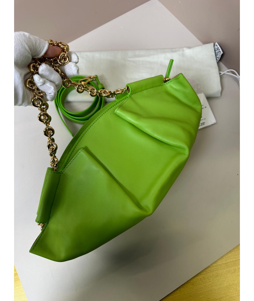 LOEWE Зеленая кожаная сумка с короткими ручками, фото 2