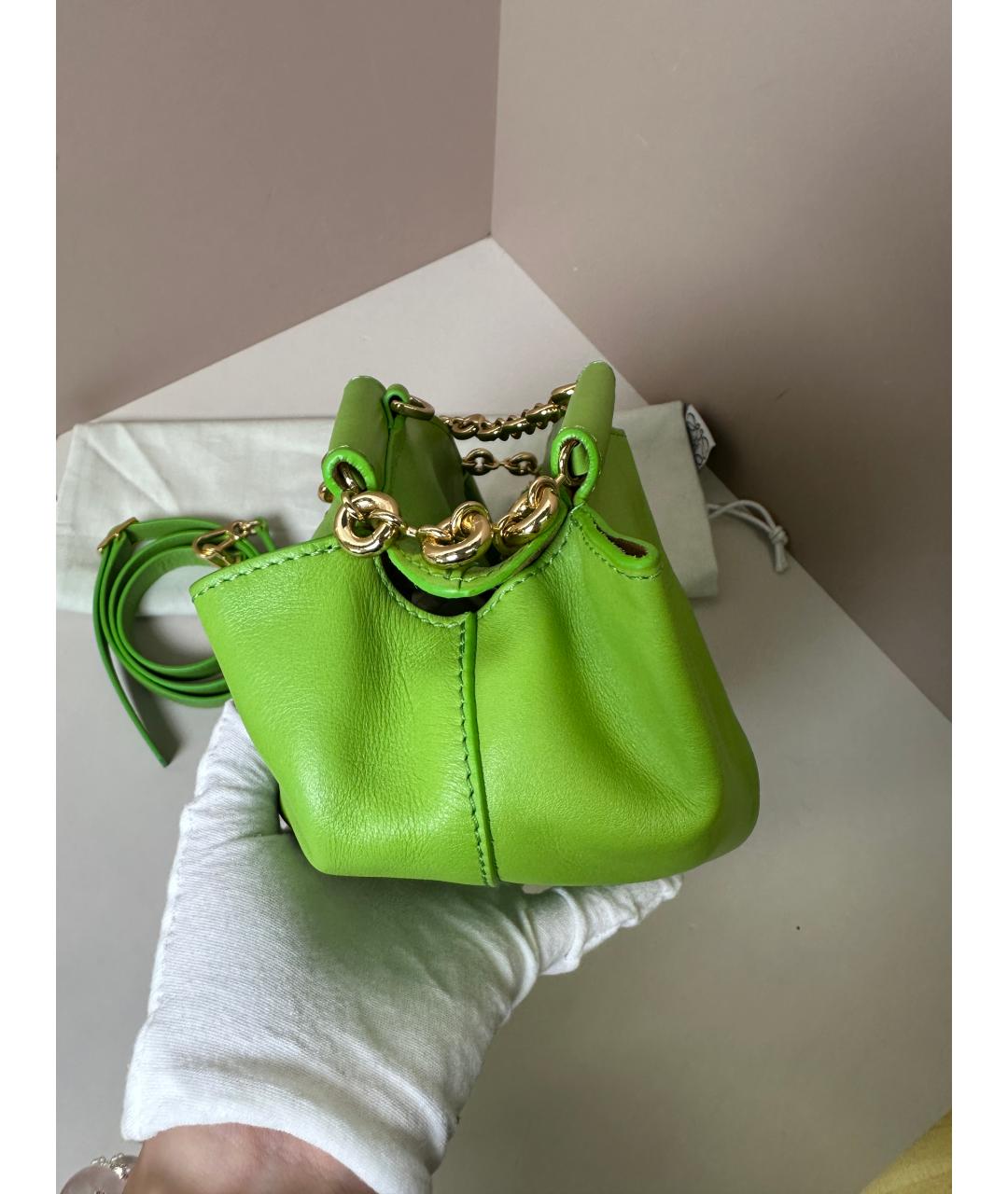LOEWE Зеленая кожаная сумка с короткими ручками, фото 7