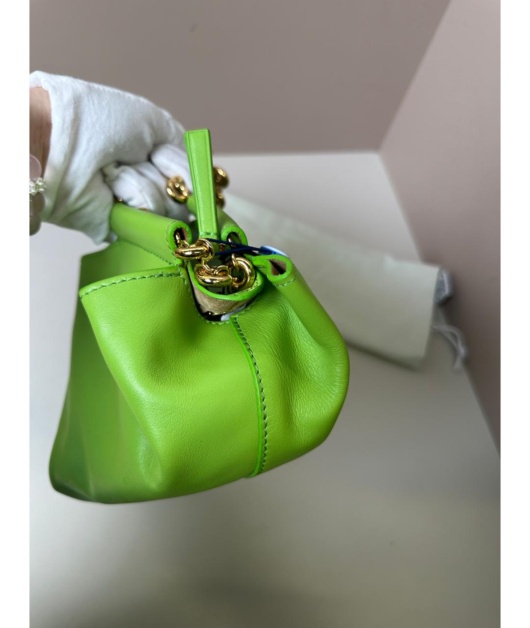 LOEWE Зеленая кожаная сумка с короткими ручками, фото 3