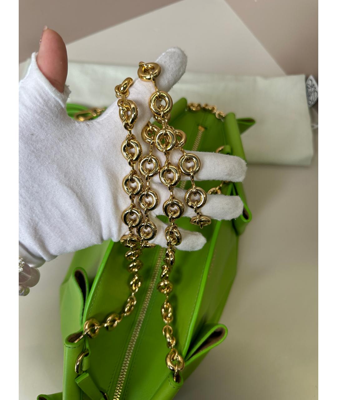 LOEWE Зеленая кожаная сумка с короткими ручками, фото 8