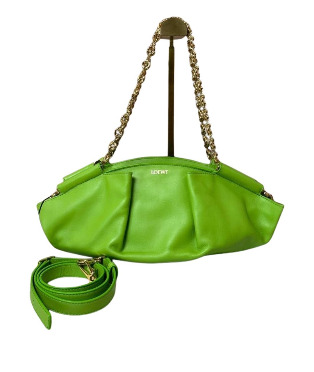 LOEWE Зеленая кожаная сумка с короткими ручками, фото 9