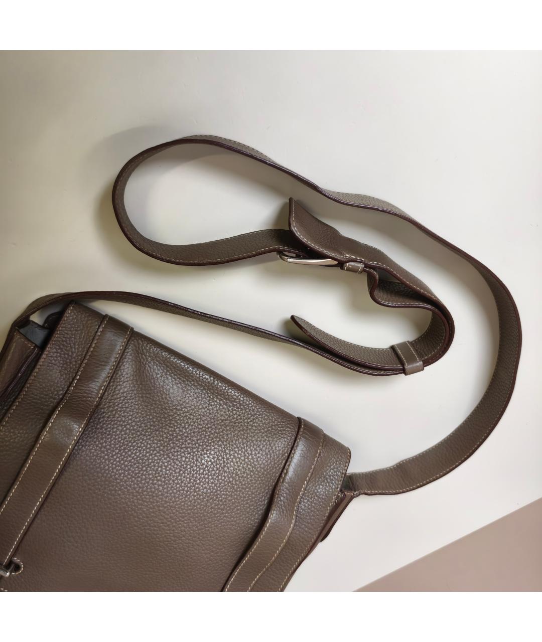 HERMES Коричневая кожаная сумка через плечо, фото 5