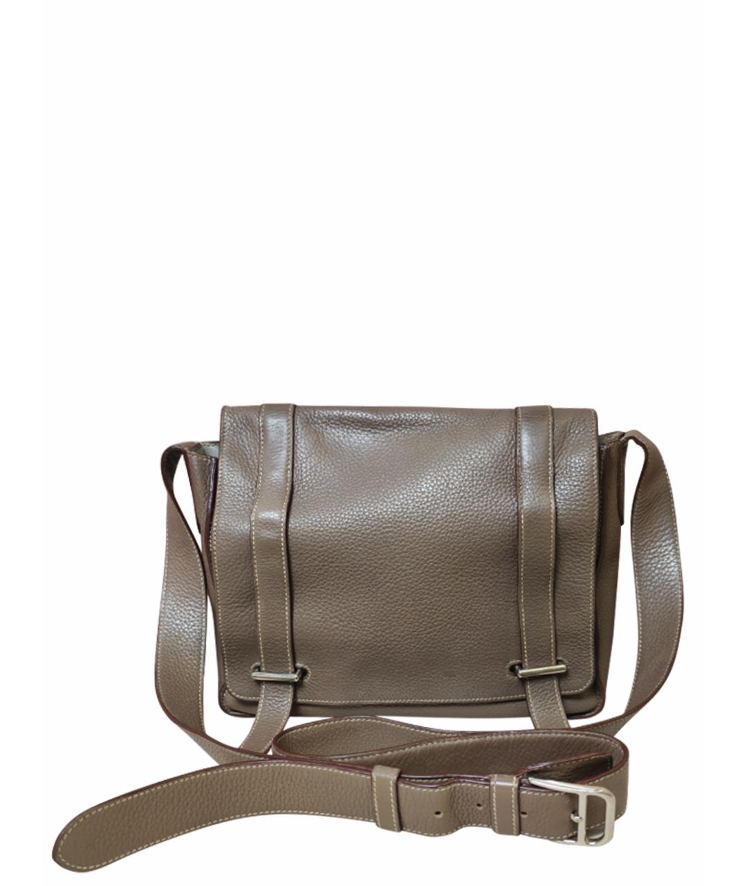 HERMES Коричневая кожаная сумка через плечо, фото 1