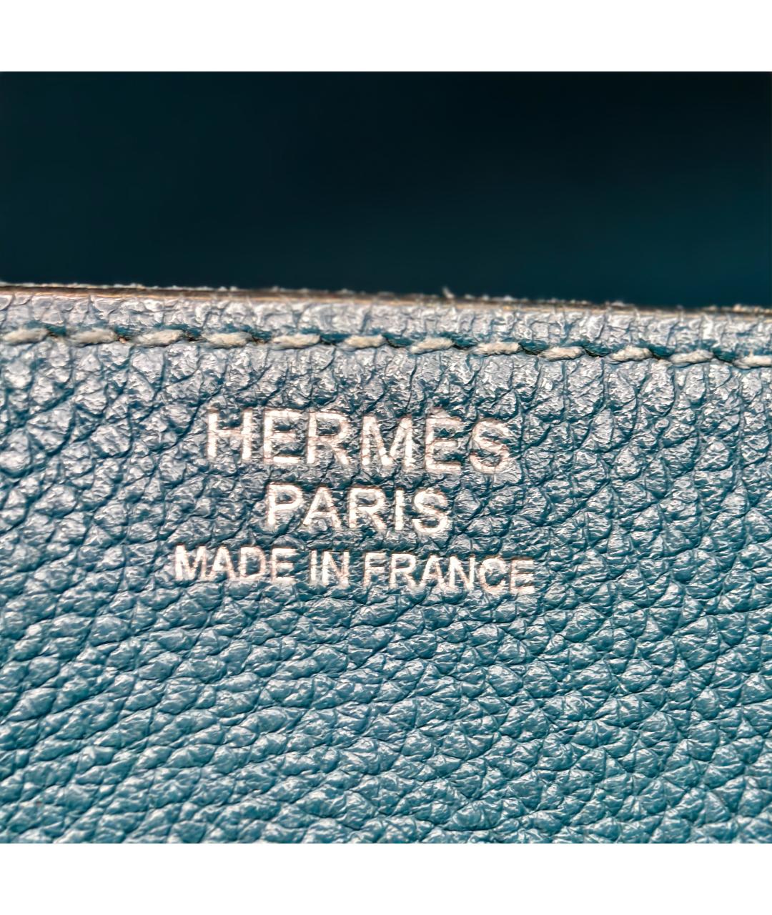 HERMES Бирюзовая кожаная сумка с короткими ручками, фото 2