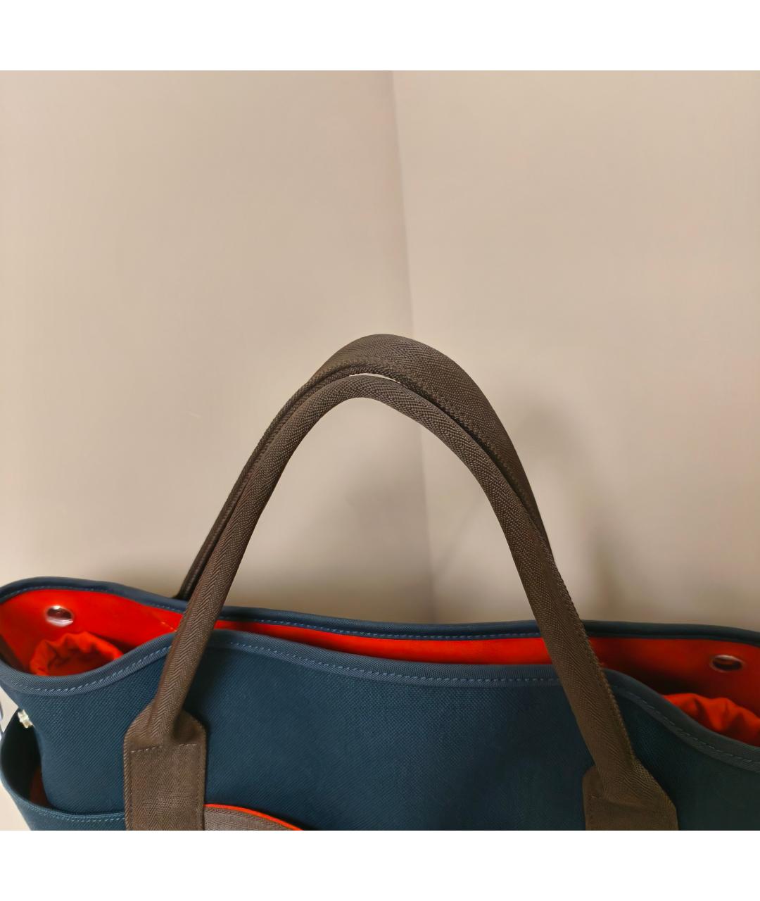 HERMES Темно-синяя тканевая сумка тоут, фото 3