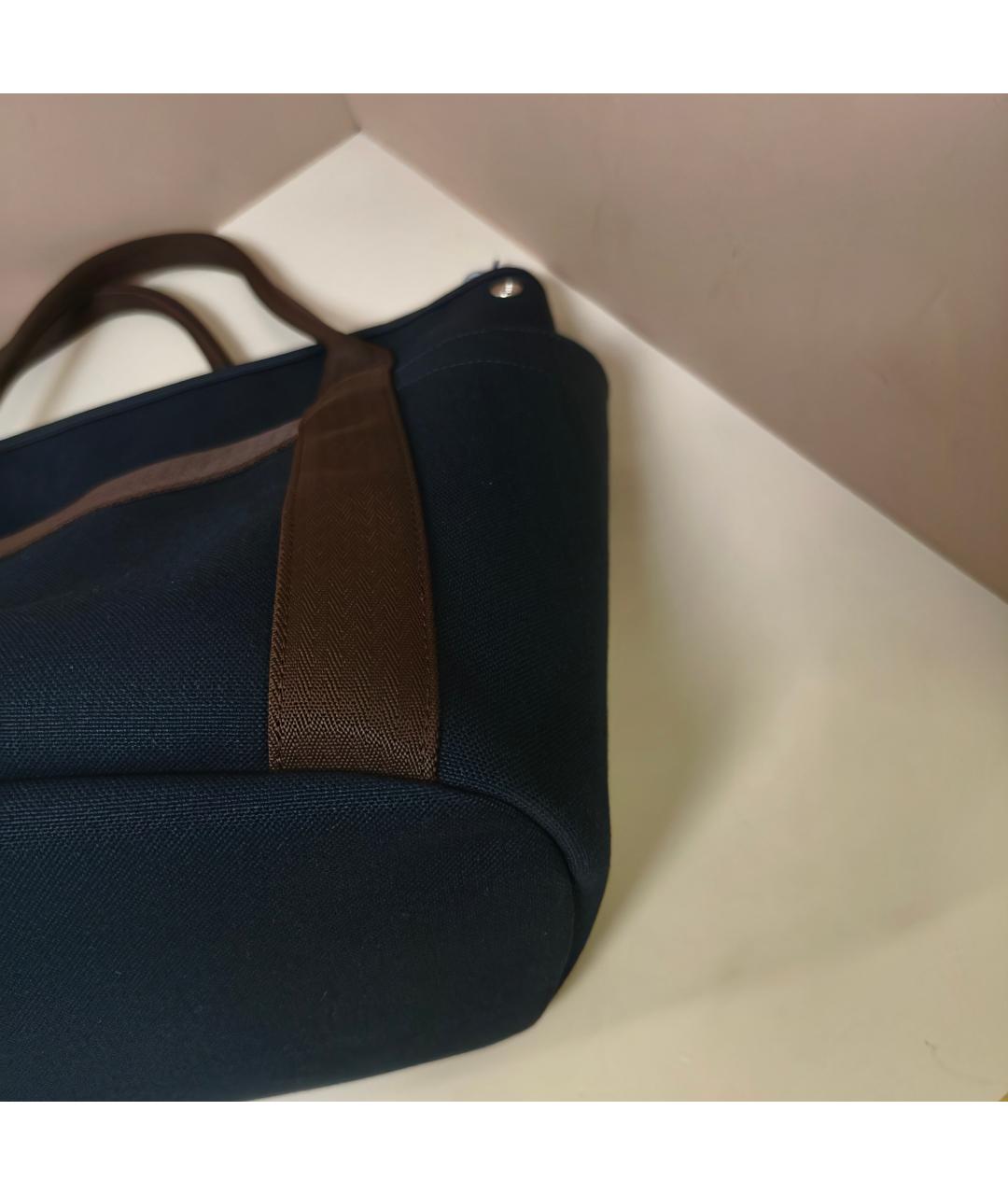HERMES Темно-синяя тканевая сумка тоут, фото 2