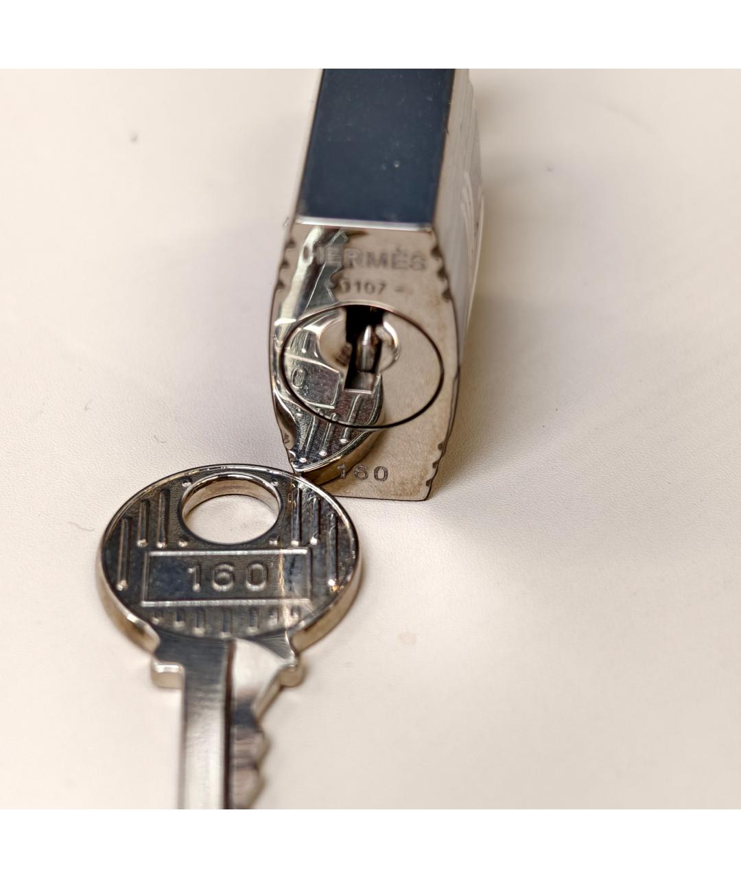 HERMES Темно-синяя кожаная сумка с короткими ручками, фото 5