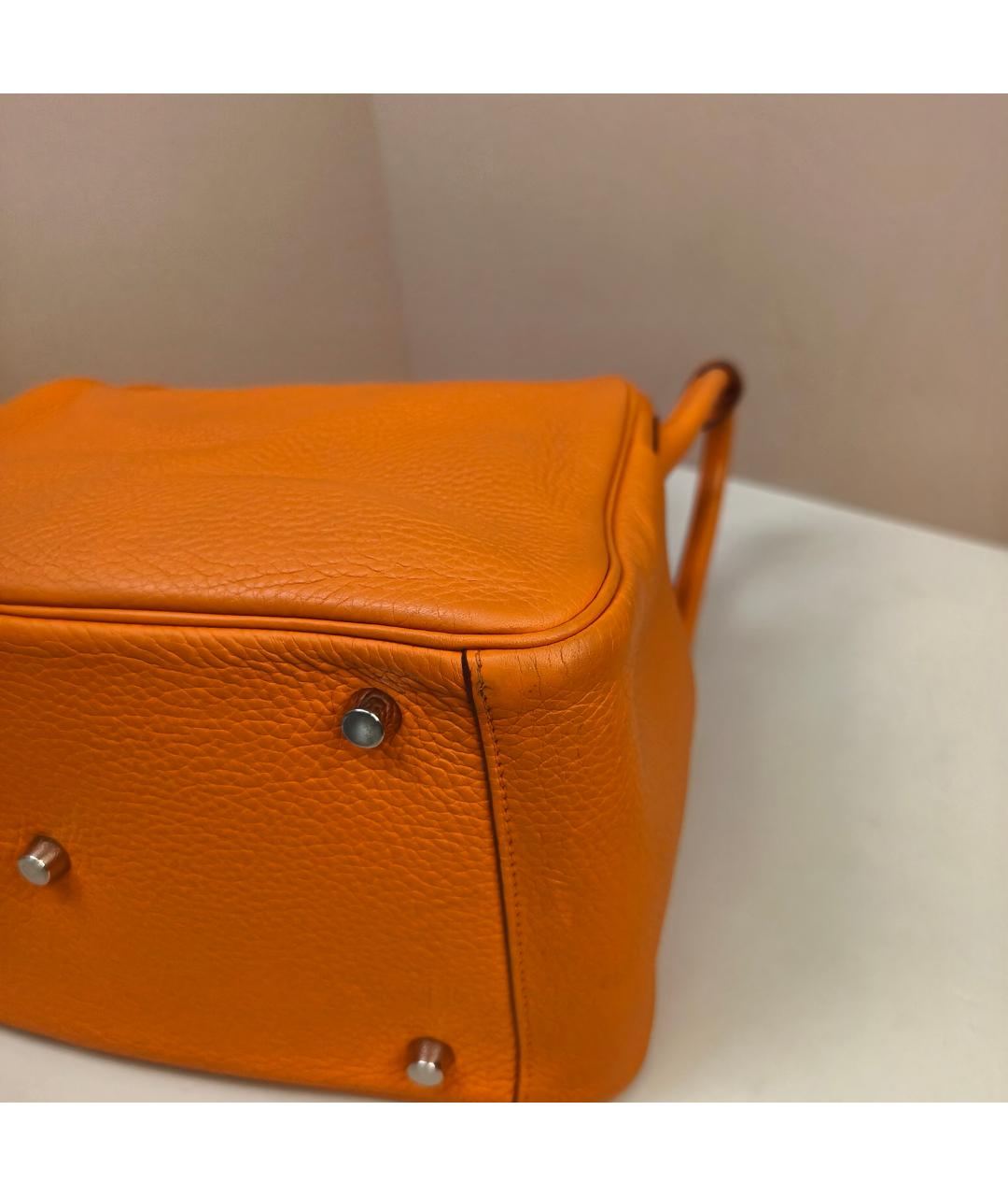 HERMES Оранжевая кожаная сумка с короткими ручками, фото 8
