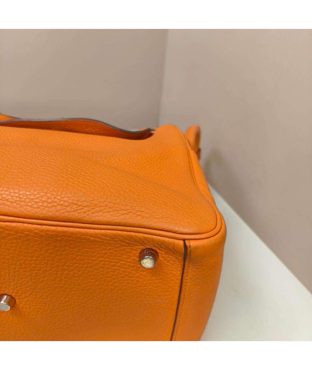 HERMES Оранжевая кожаная сумка с короткими ручками, фото 6