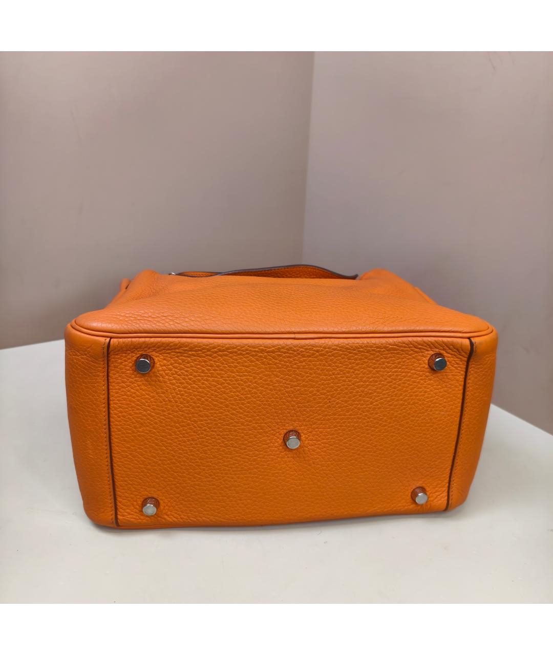 HERMES Оранжевая кожаная сумка с короткими ручками, фото 2