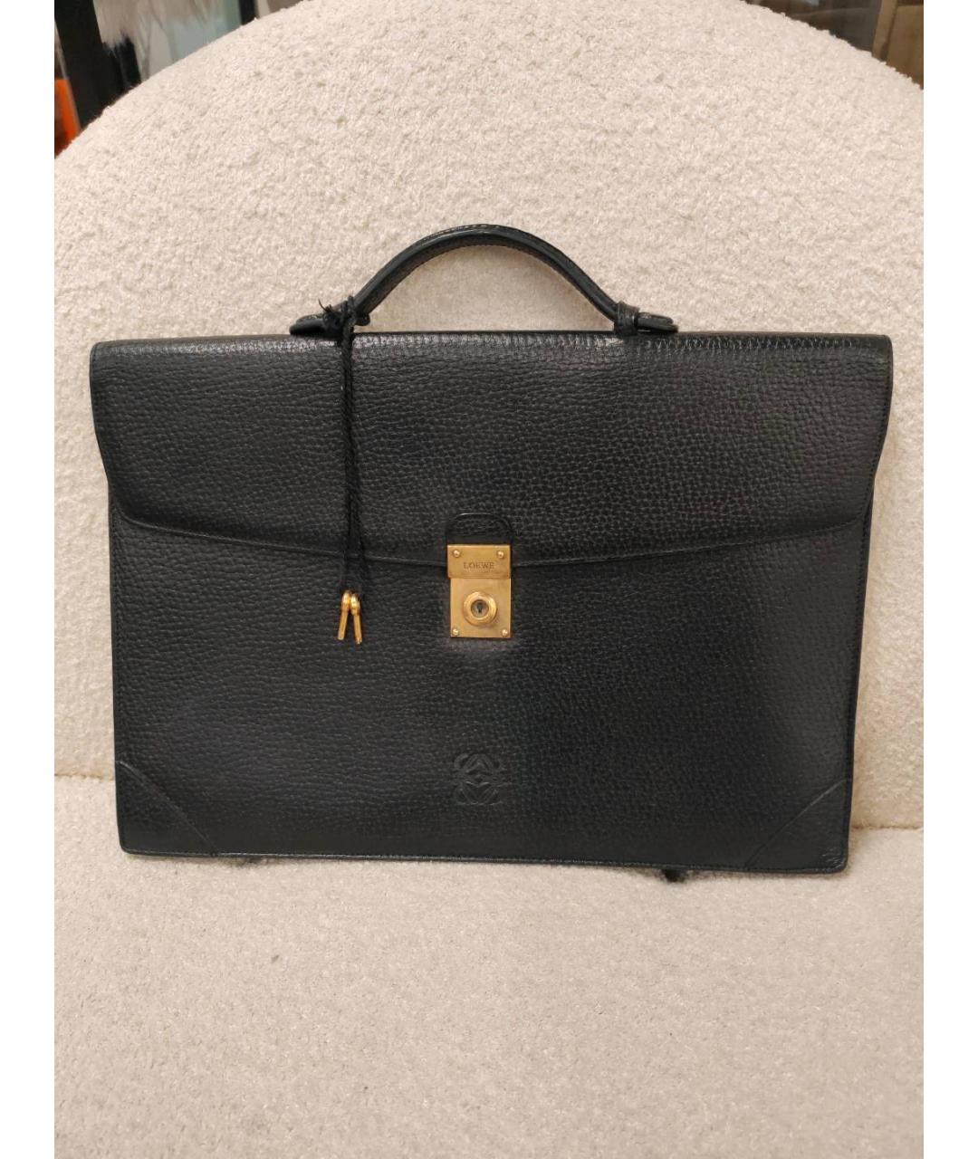 LOEWE Черная кожаная сумка с короткими ручками, фото 6