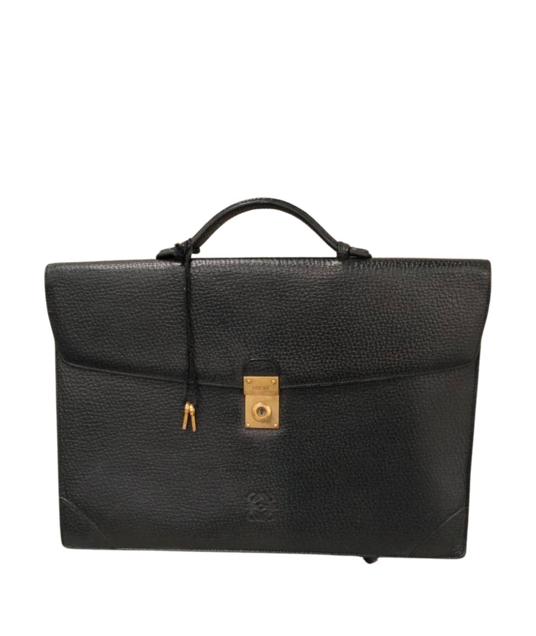 LOEWE Черная кожаная сумка с короткими ручками, фото 1
