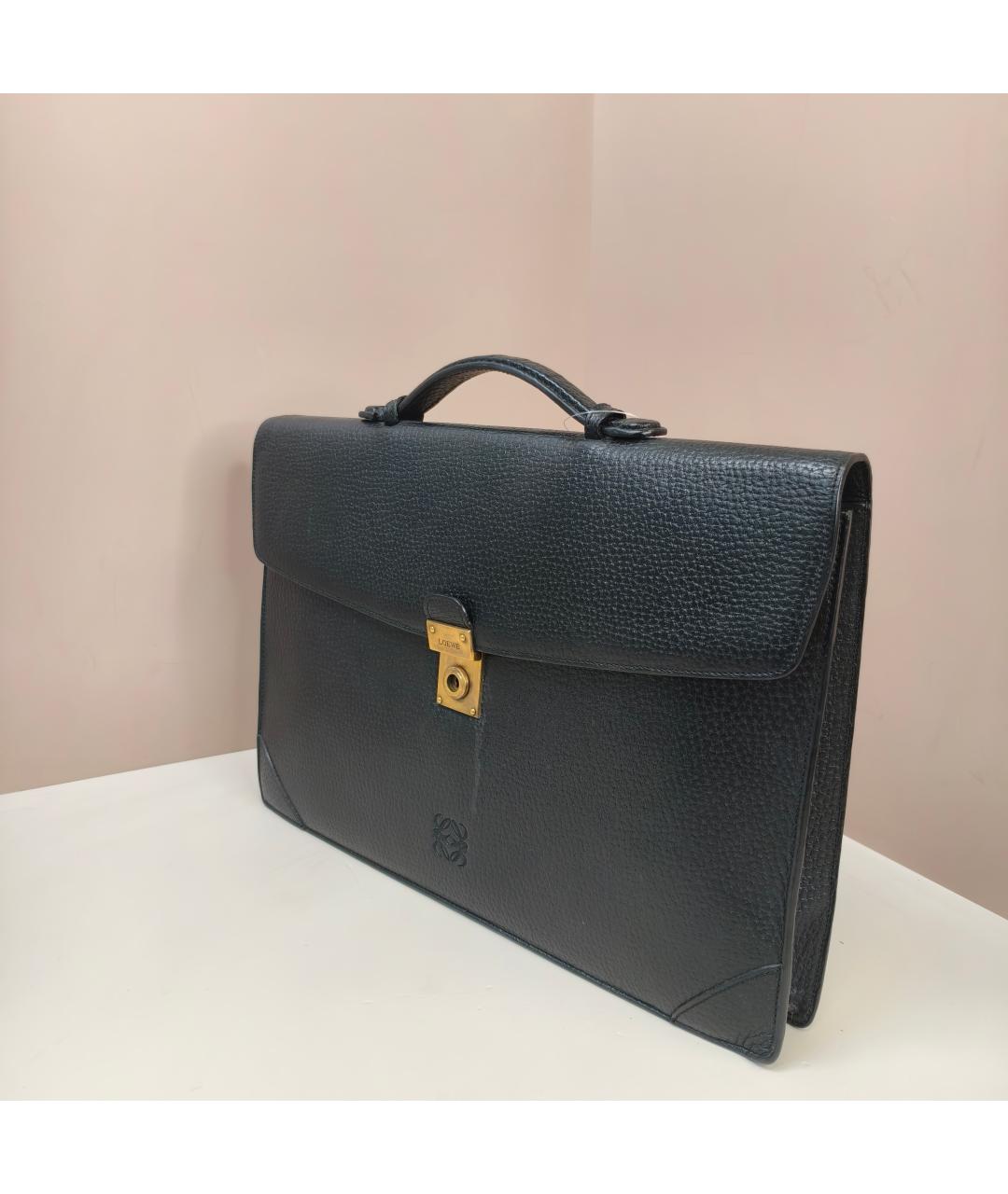 LOEWE Черная кожаная сумка с короткими ручками, фото 2