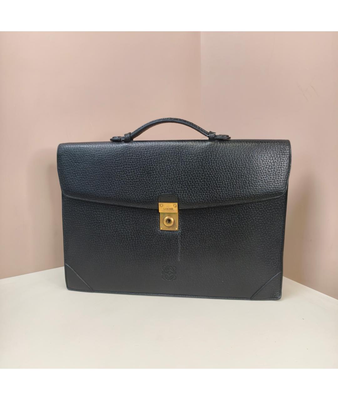 LOEWE Черная кожаная сумка с короткими ручками, фото 3