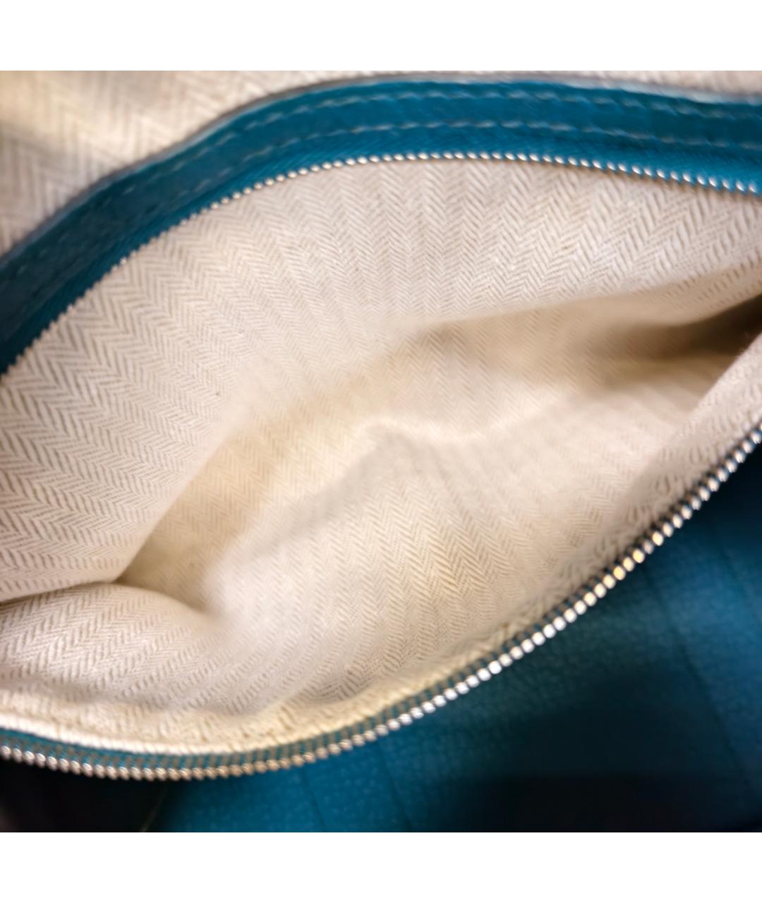 HERMES Бирюзовая кожаная сумка с короткими ручками, фото 7