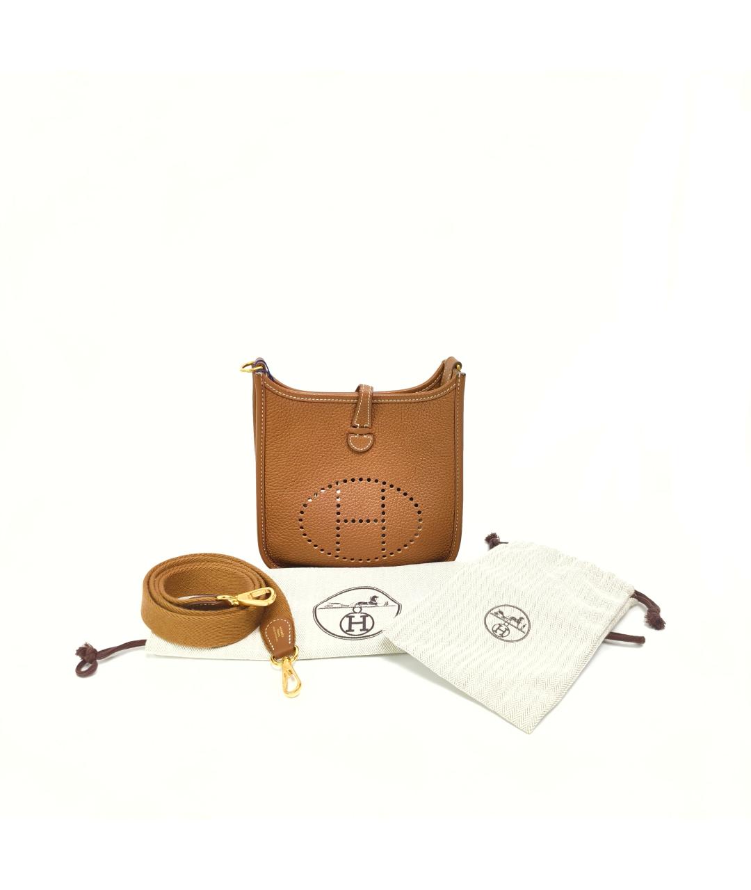 HERMES Коричневая кожаная сумка через плечо, фото 8