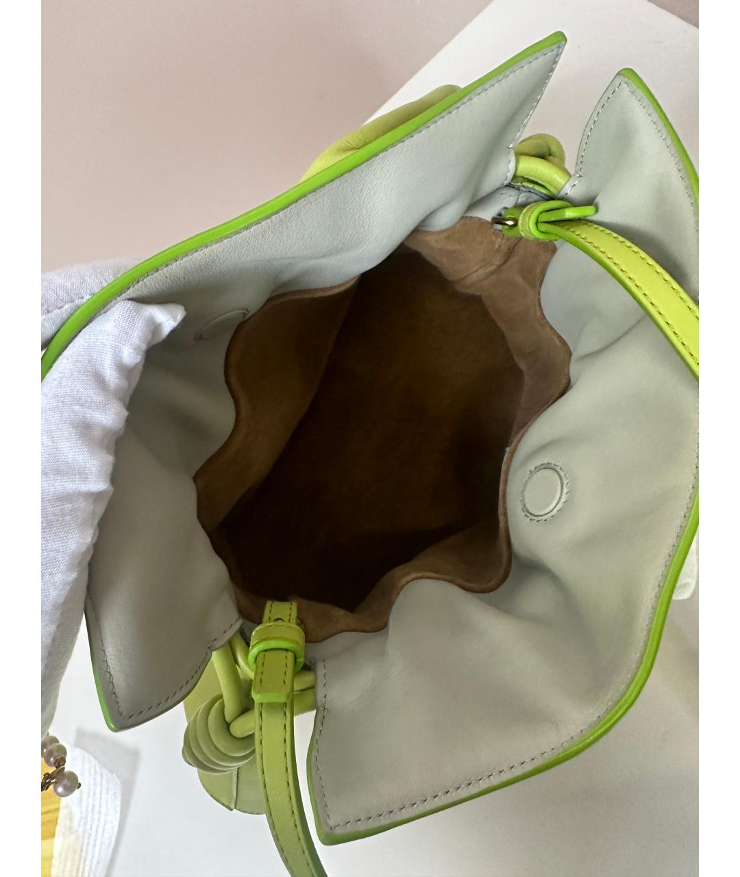 LOEWE Салатовая кожаная сумка через плечо, фото 5