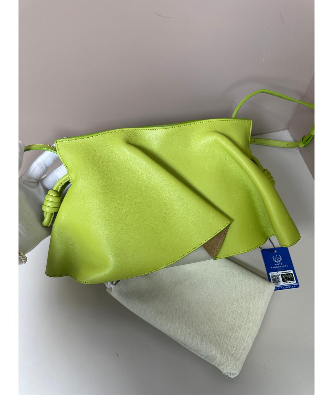 LOEWE Салатовая кожаная сумка через плечо, фото 9