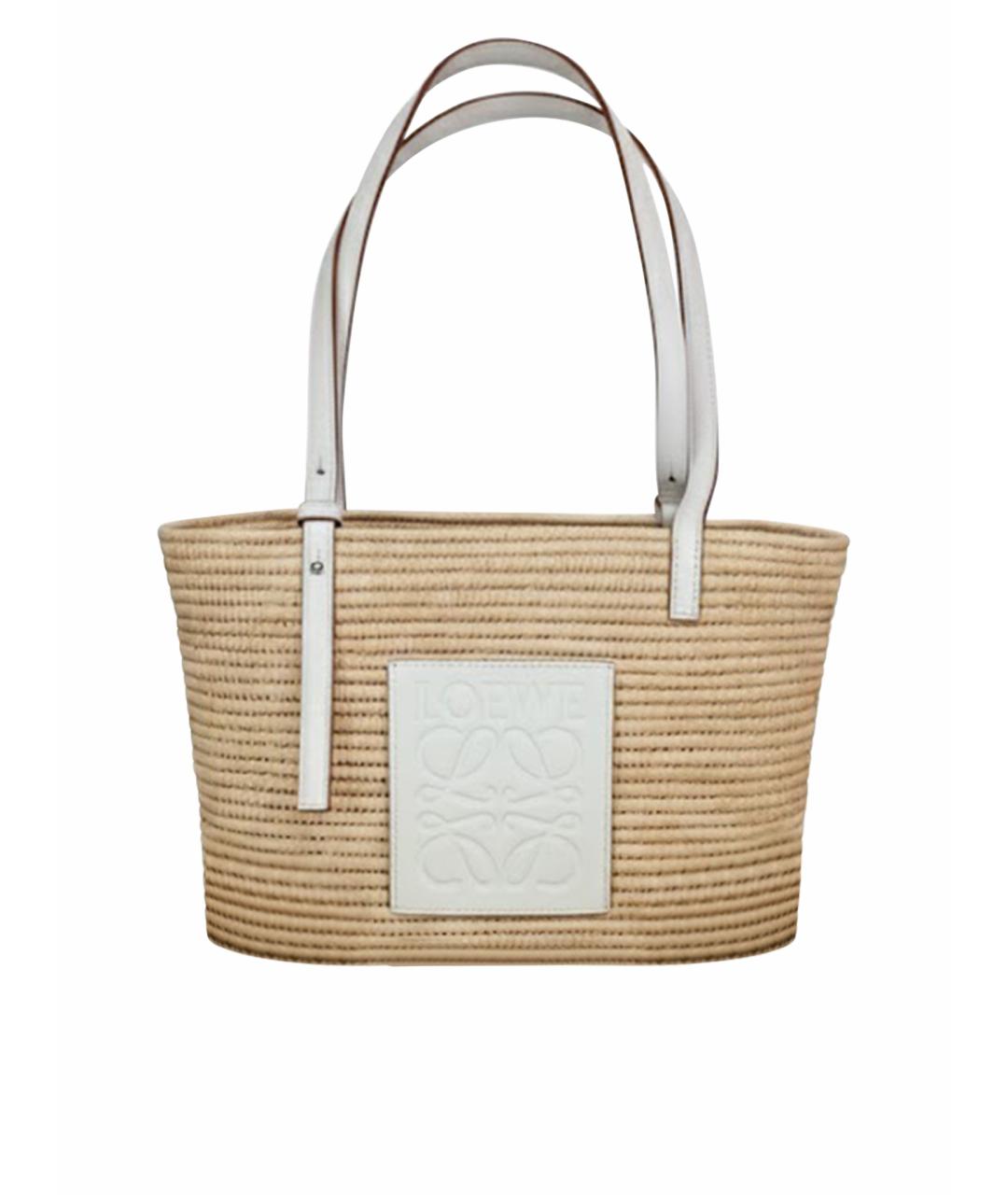 LOEWE Бежевая пелетеная сумка тоут, фото 1