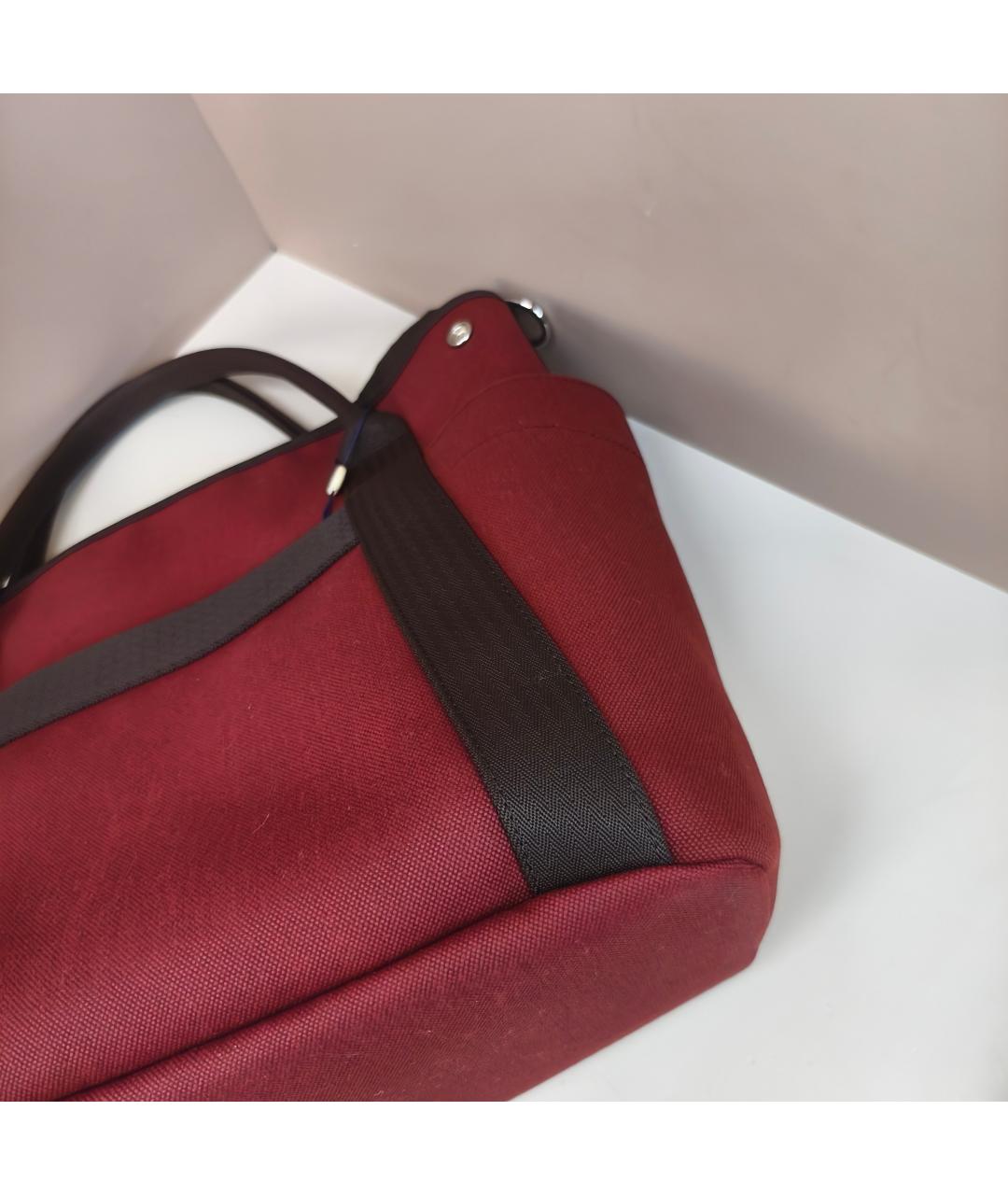 HERMES Бордовая тканевая сумка с короткими ручками, фото 7