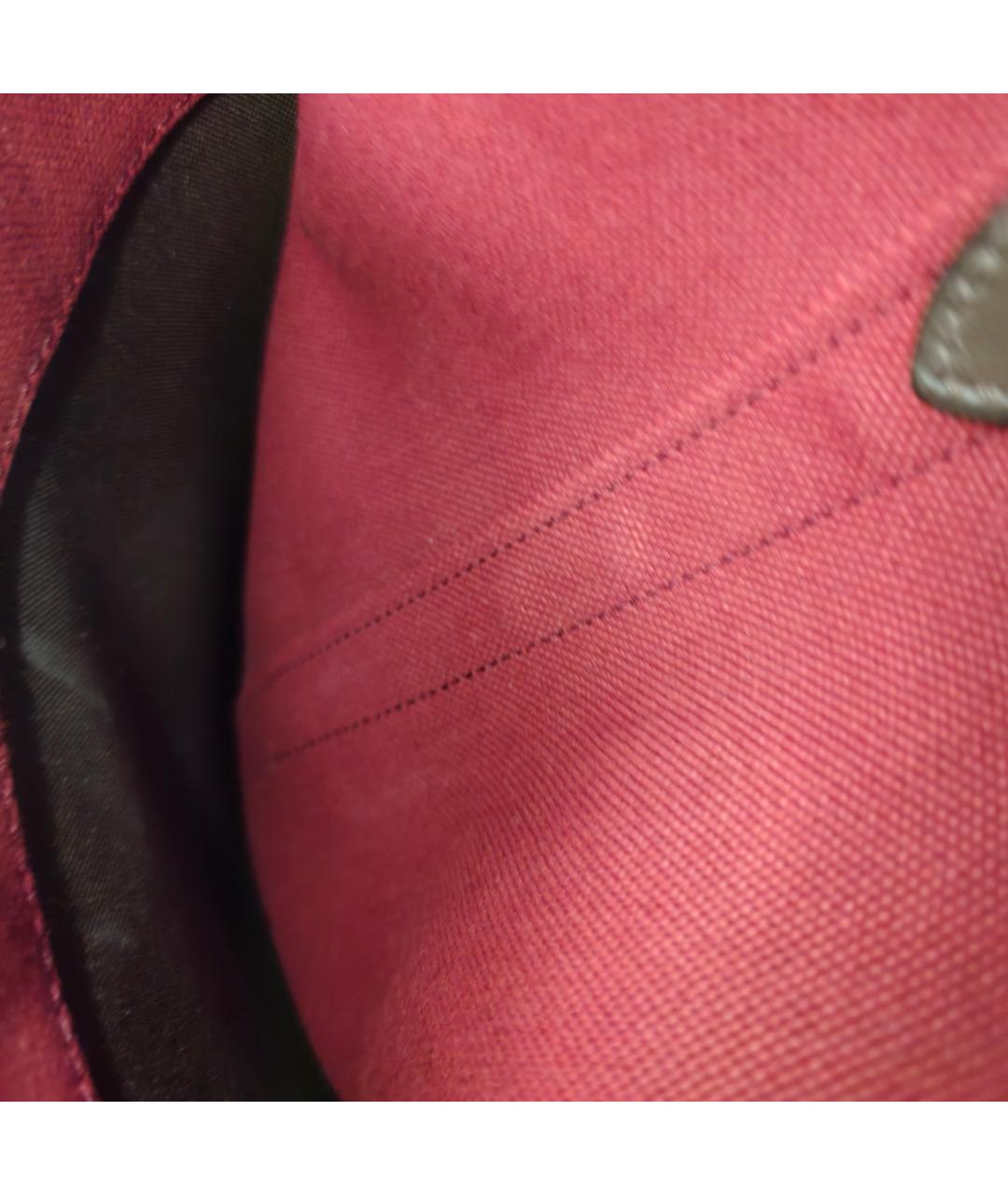 HERMES Бордовая тканевая сумка с короткими ручками, фото 5