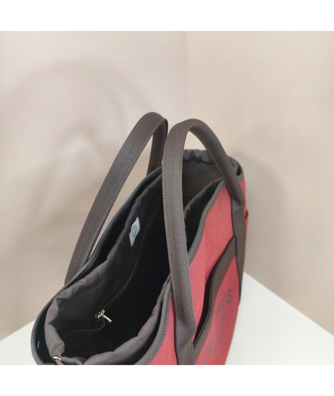 HERMES Бордовая тканевая сумка с короткими ручками, фото 8