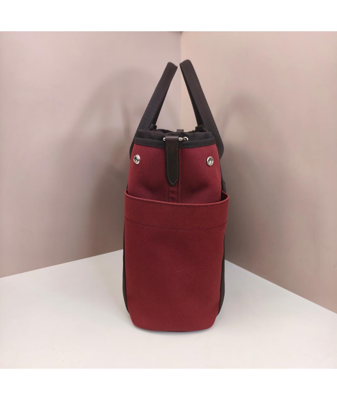 HERMES Бордовая тканевая сумка с короткими ручками, фото 6