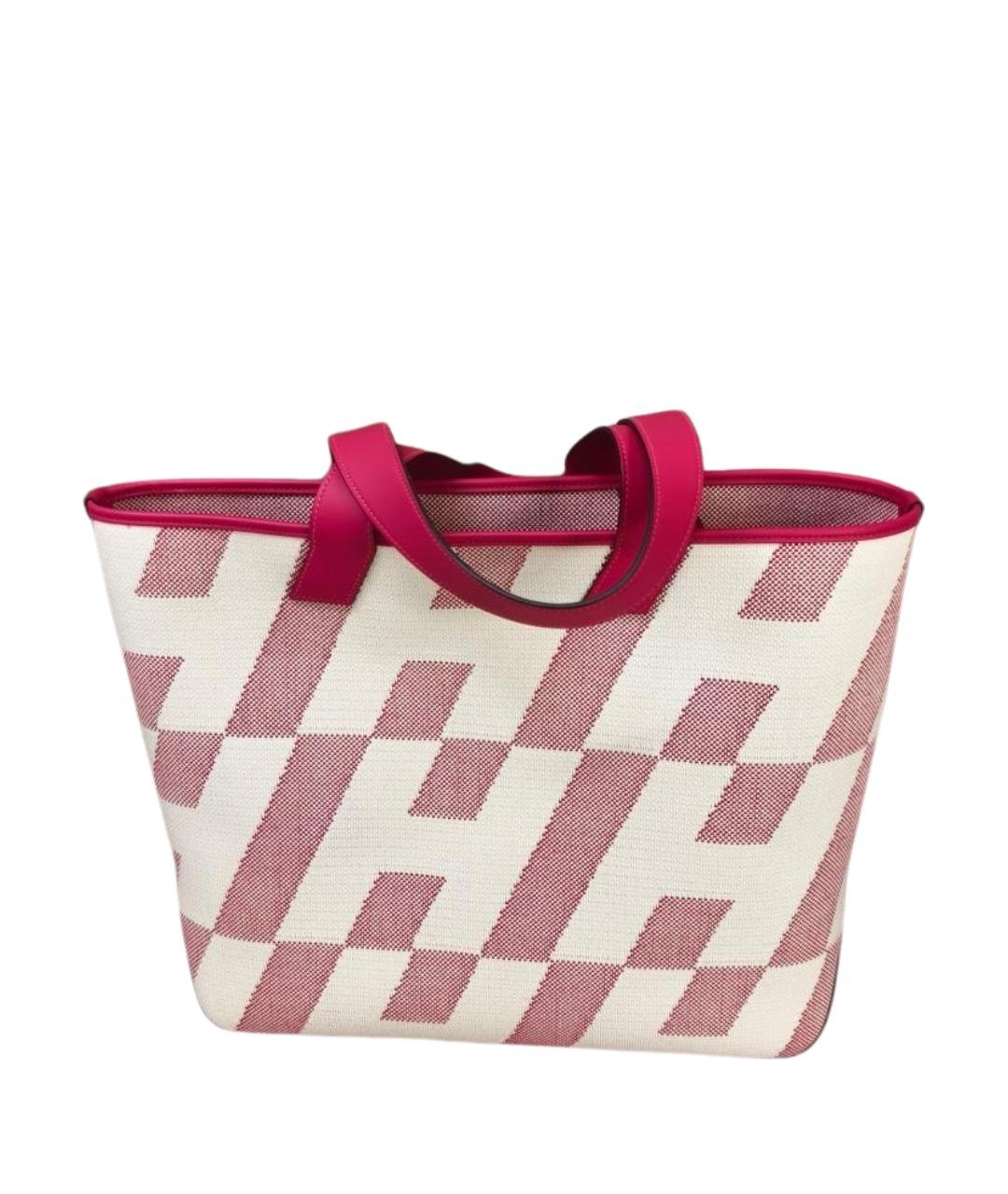 HERMES Розовая тканевая сумка тоут, фото 1