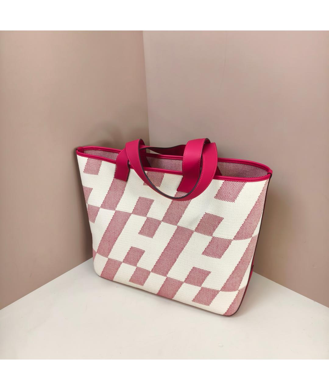 HERMES Розовая тканевая сумка тоут, фото 3