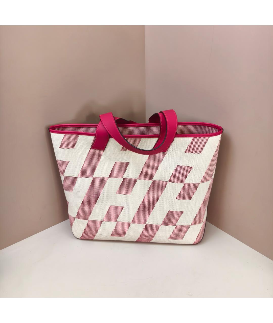 HERMES Розовая тканевая сумка тоут, фото 5