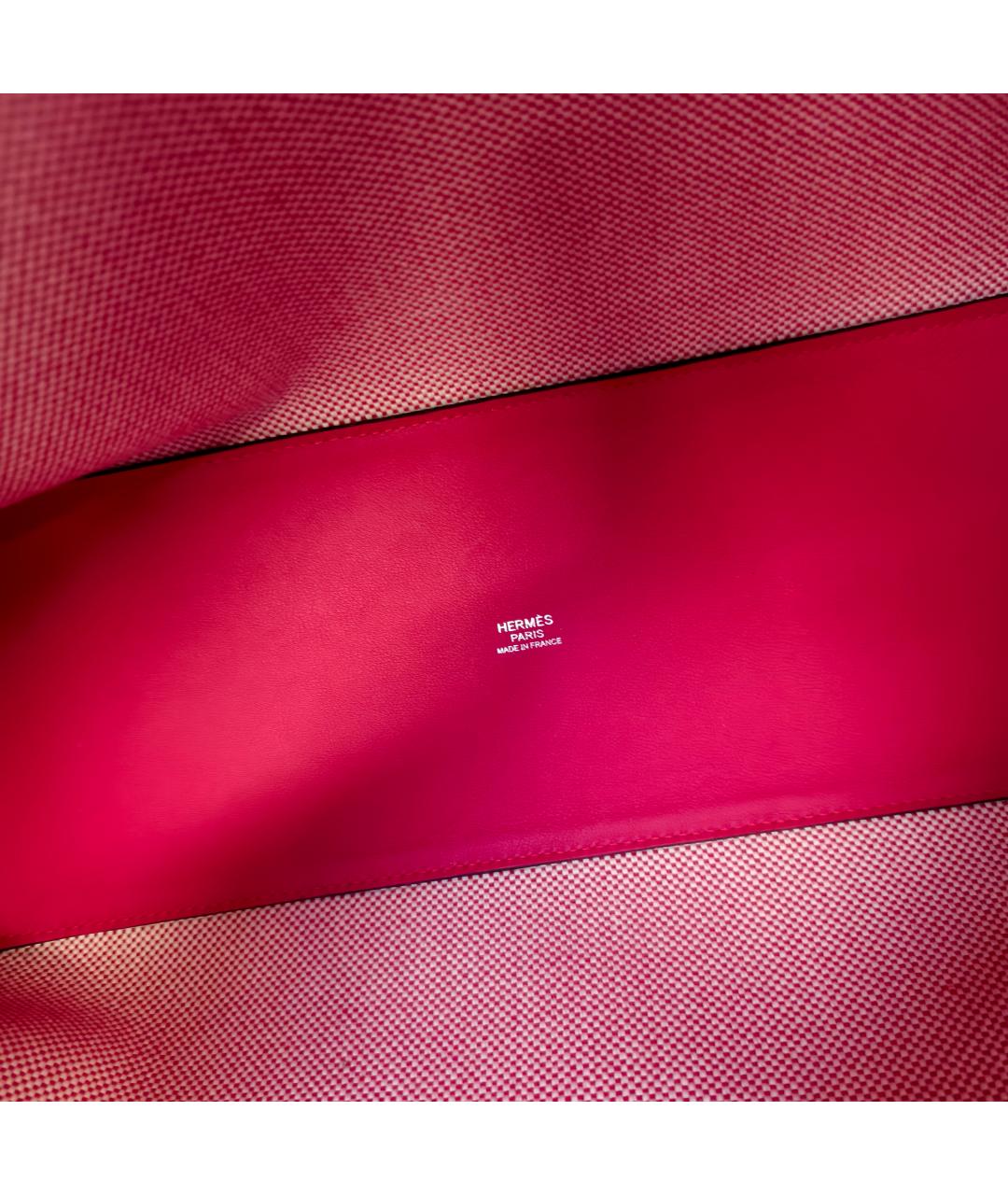 HERMES Розовая тканевая сумка тоут, фото 2