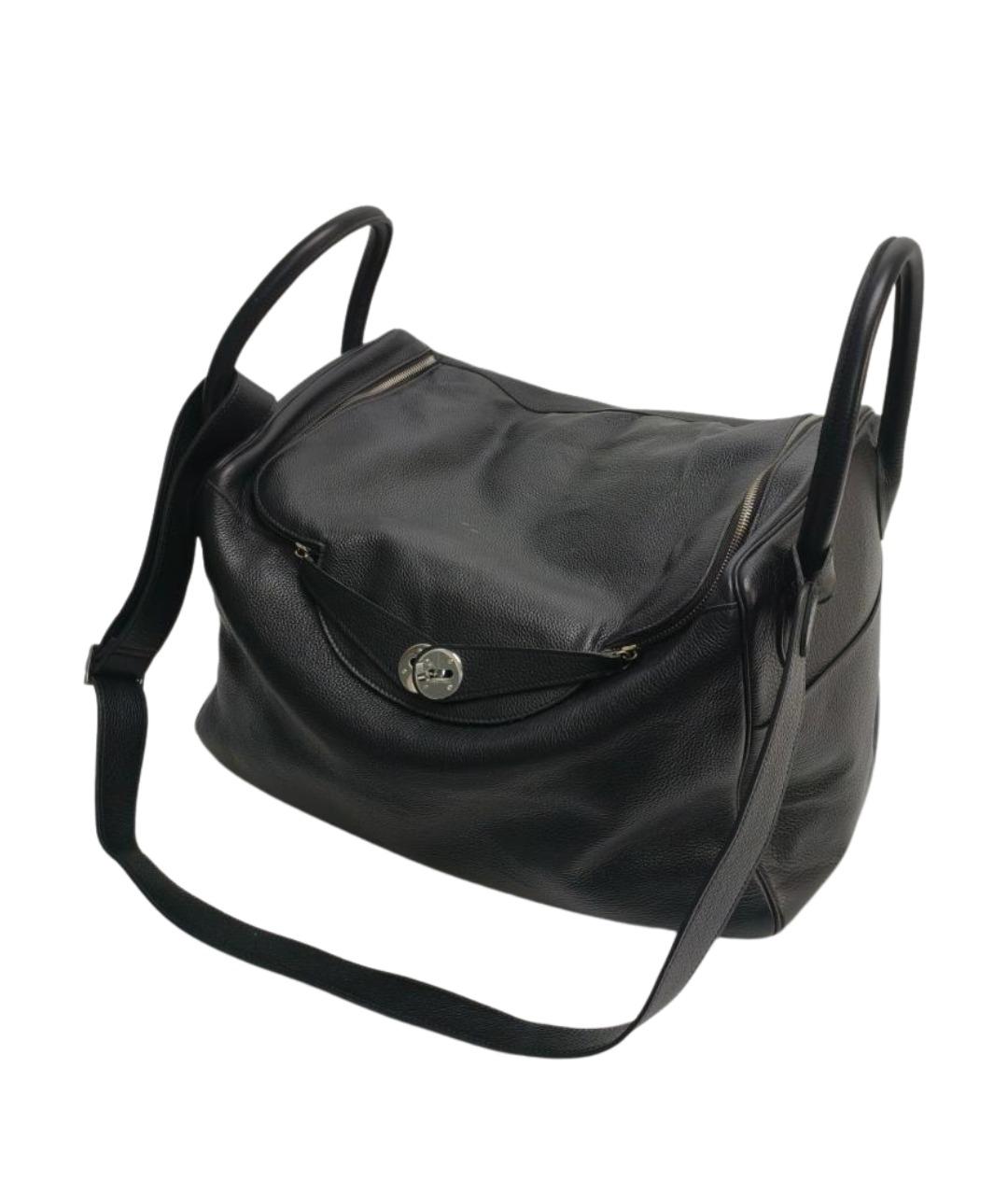 HERMES Черная кожаная сумка с короткими ручками, фото 1