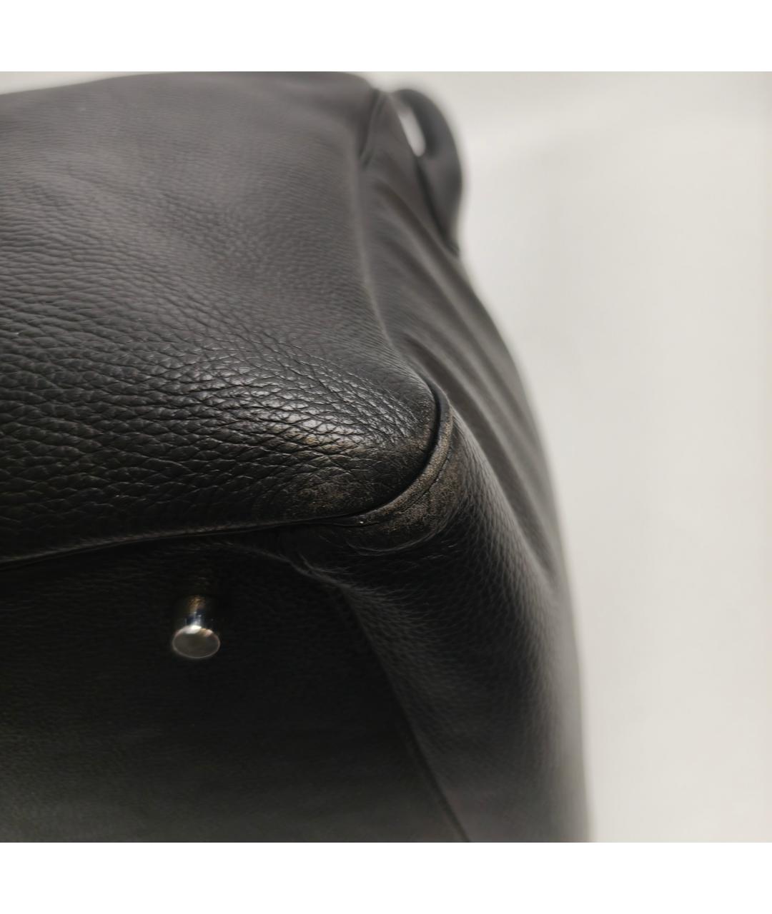HERMES Черная кожаная сумка с короткими ручками, фото 2