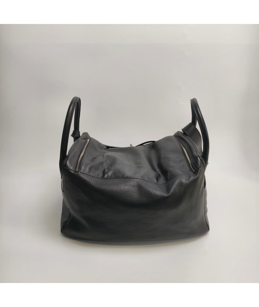 HERMES Черная кожаная сумка с короткими ручками, фото 5