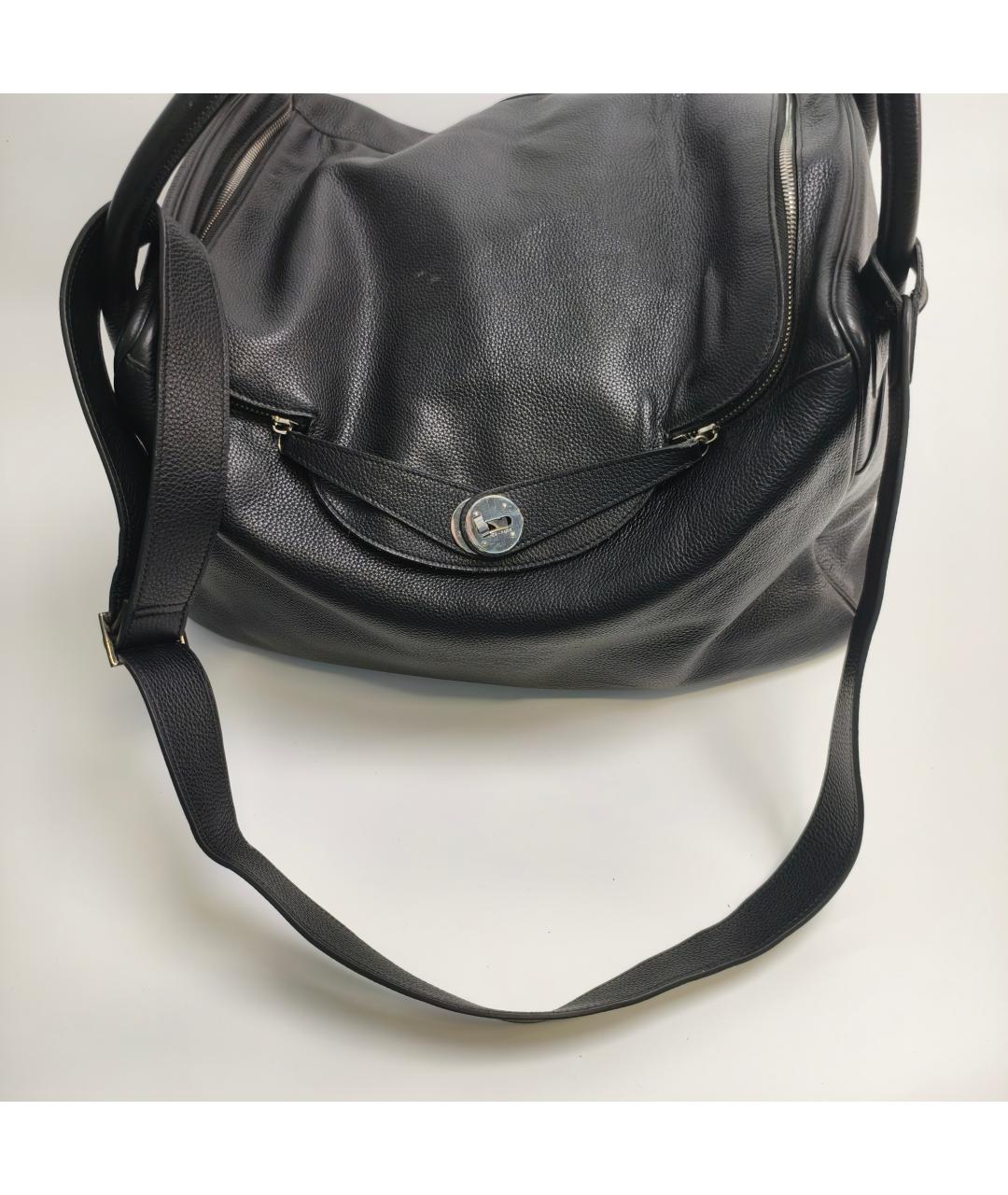 HERMES Черная кожаная сумка с короткими ручками, фото 4