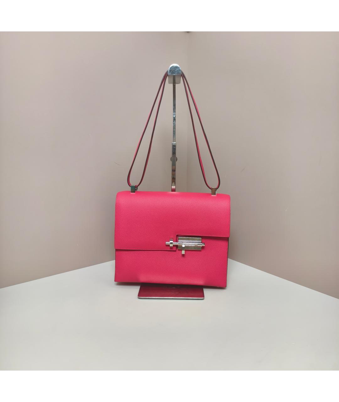 HERMES Фуксия кожаная сумка через плечо, фото 9