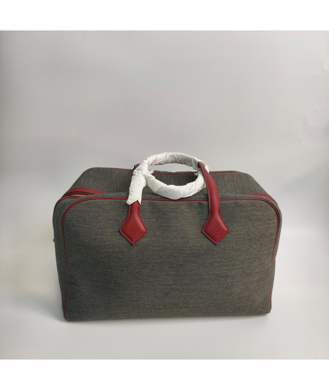 HERMES Антрацитовая тканевая дорожная/спортивная сумка, фото 4