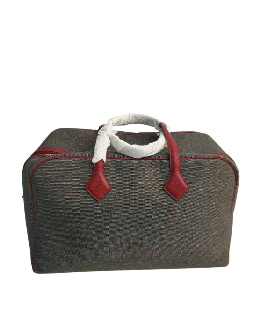 HERMES Антрацитовая тканевая дорожная/спортивная сумка, фото 1