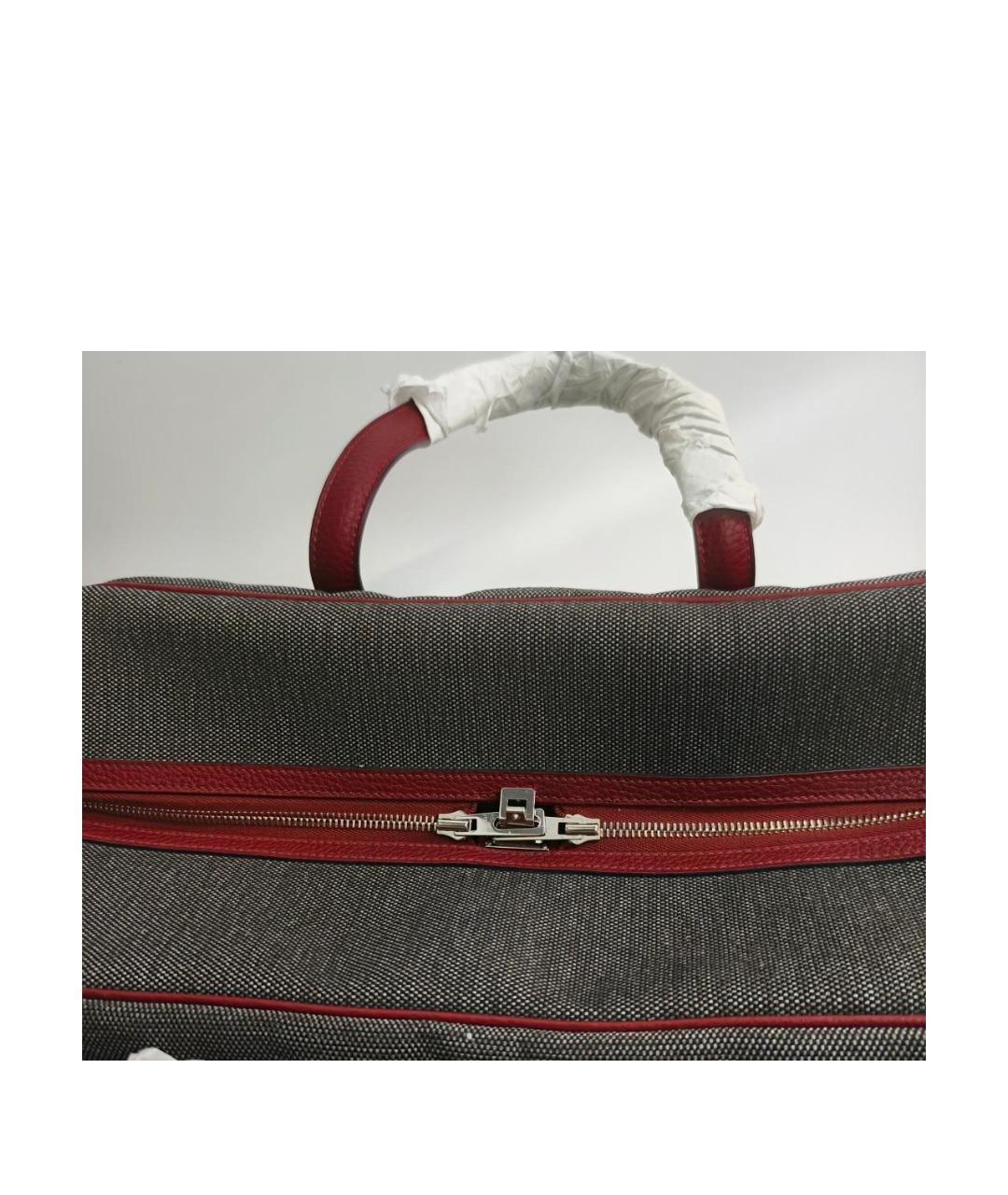 HERMES Антрацитовая тканевая дорожная/спортивная сумка, фото 3